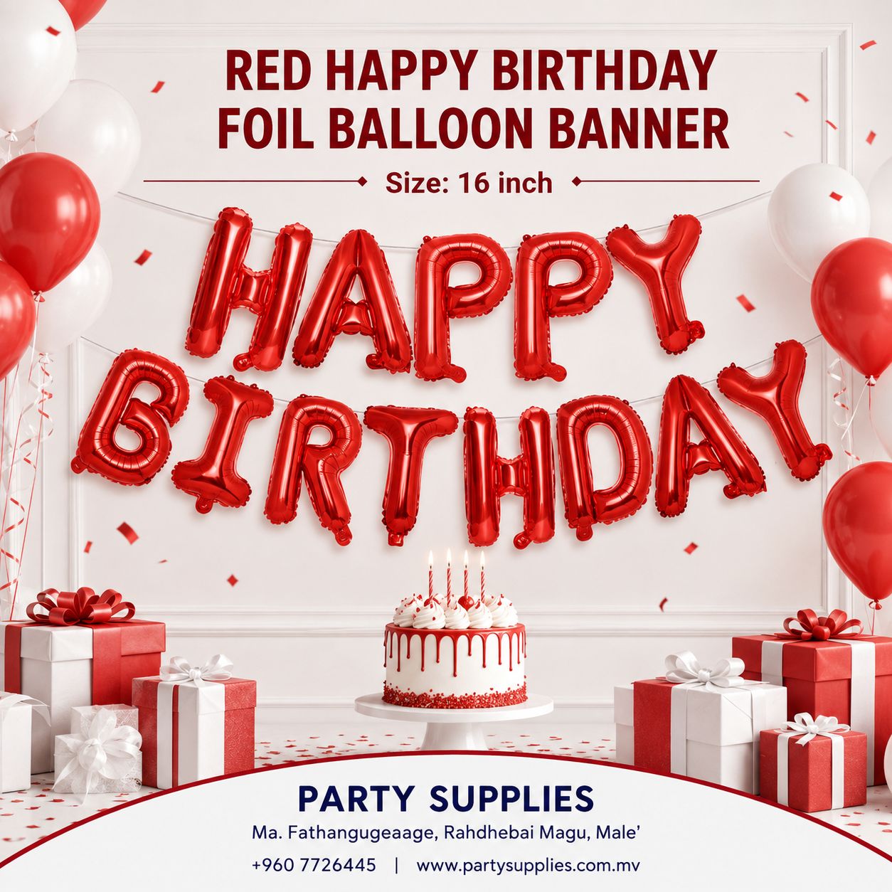 16inch Happy Birthday Red Foil Banner