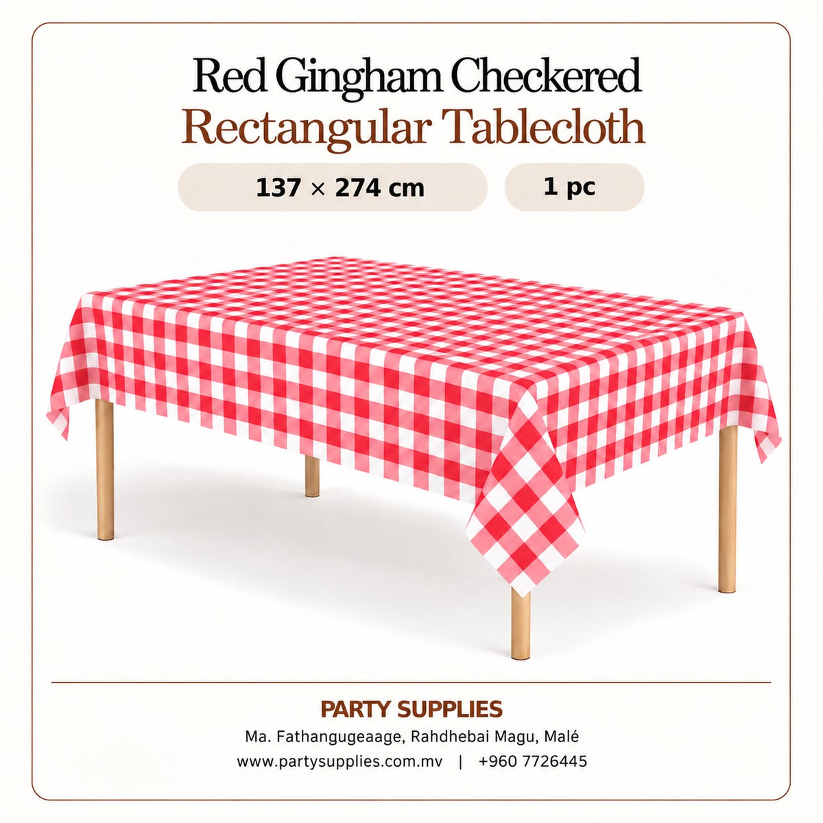 Red Gingham Checkered Tablecloth
