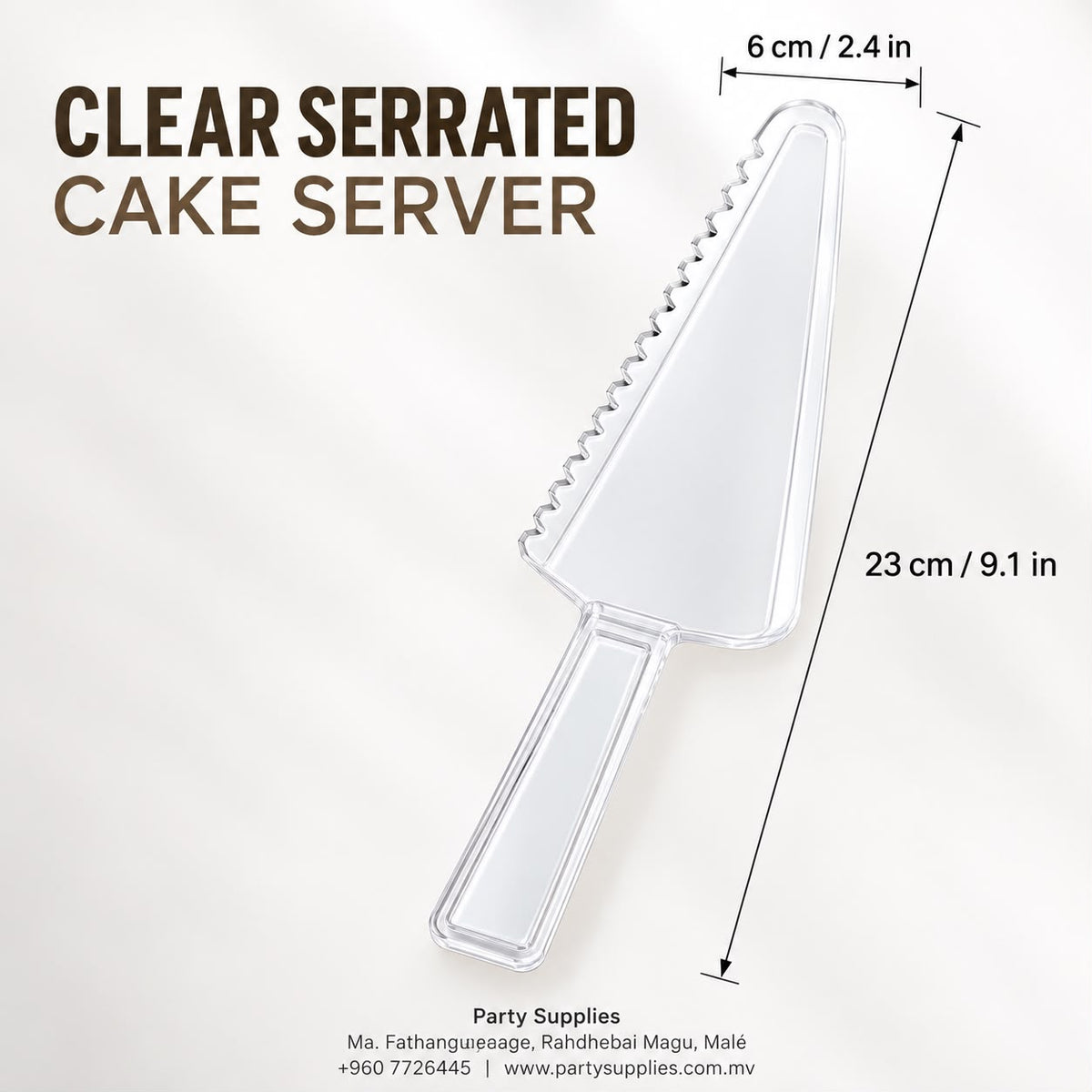 Clear Serrated Cake Server