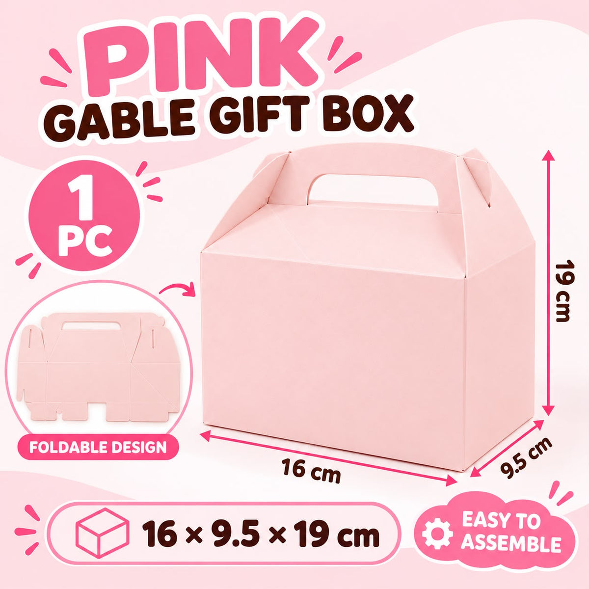 Pink Gable Gift Box – 1 pc