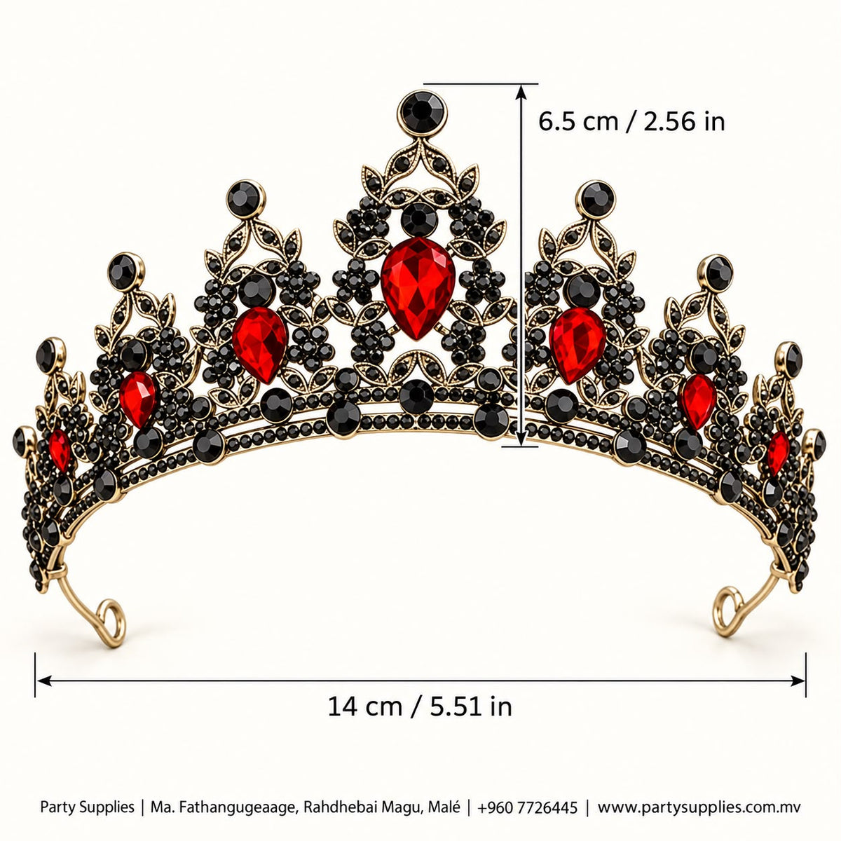 Black and Red Jeweled Queen Crown