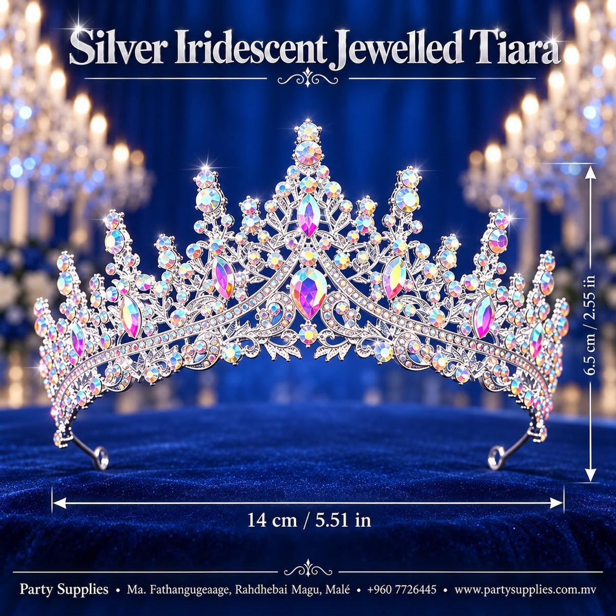 Silver Iridescent Sparkling Jewelled Tiara