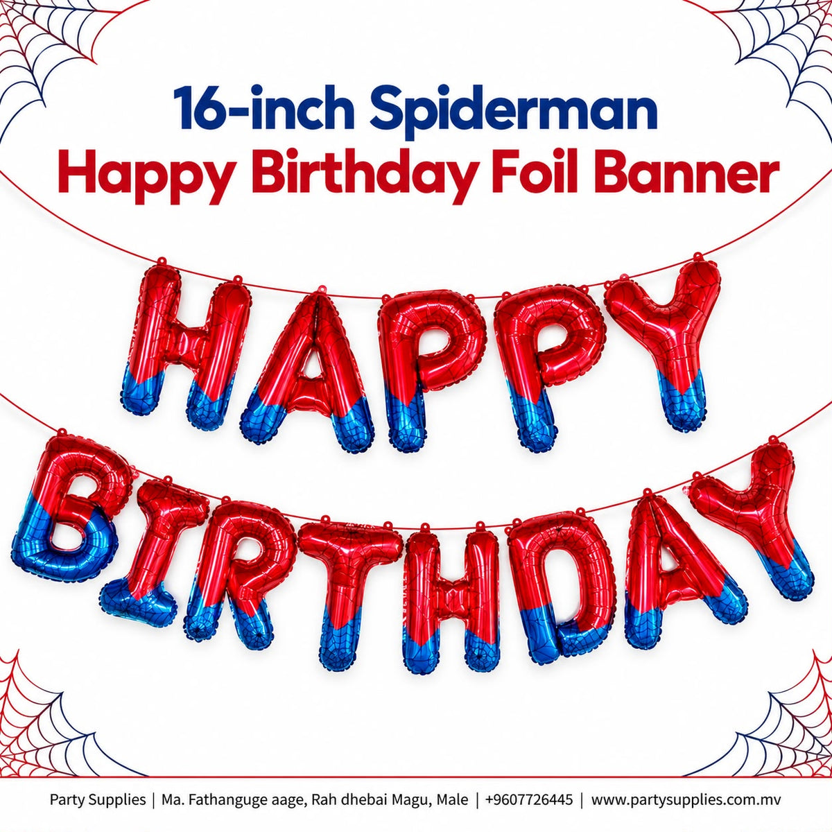 16-inch Spiderman Happy Birthday Foil Banner