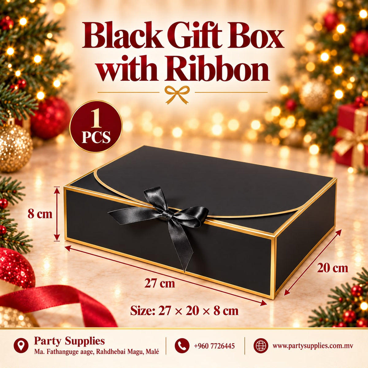 1pcs Black And Golden Gift Box (27 x 20 x 8cm)