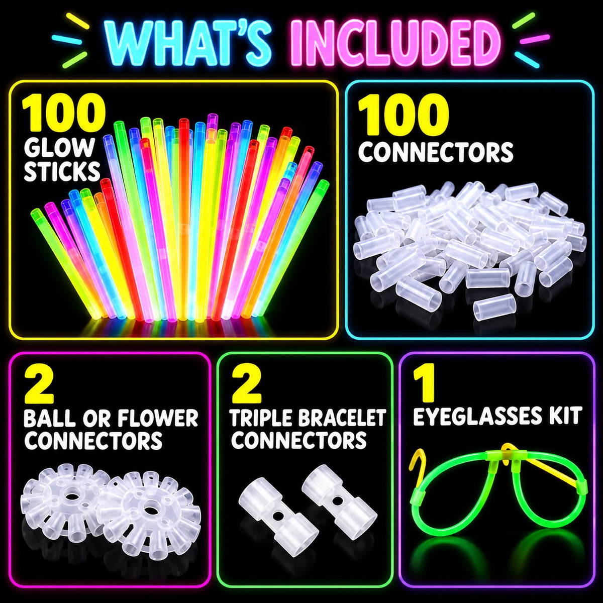Glow in the Dark Glow Stick Party Set β 205 Pieces