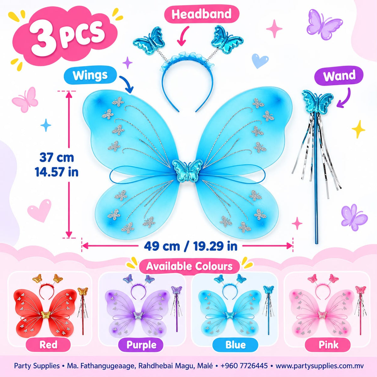 3pcs Butterfly Wings Fairy Dress-Up Set