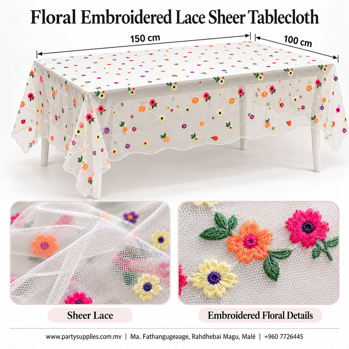 🌸 Floral Embroidered Lace Sheer Tablecloth 🌸