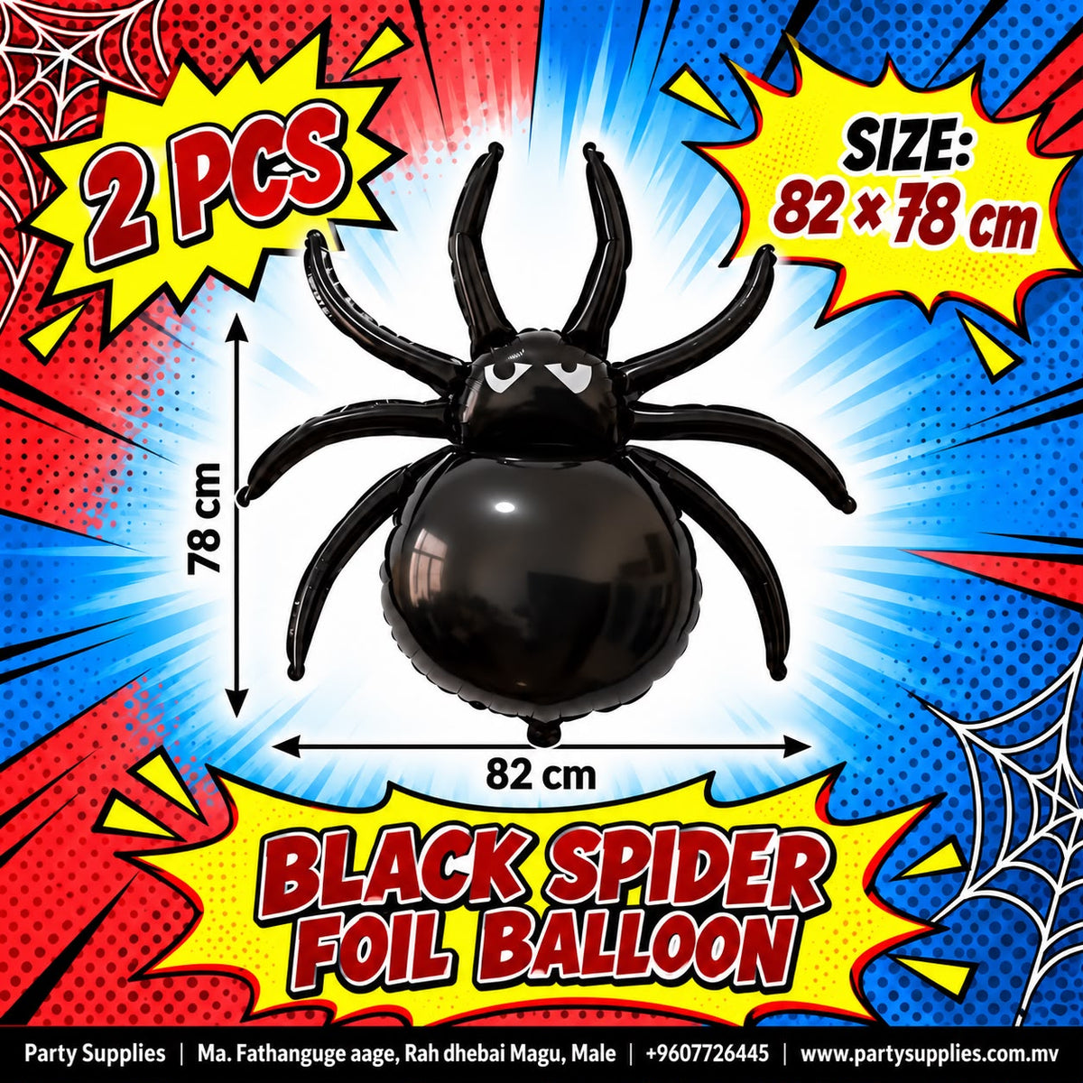 2pcs 32inch Black Spider Balloons