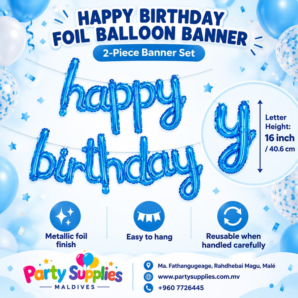 Cursive Happy Birthday Foil banner