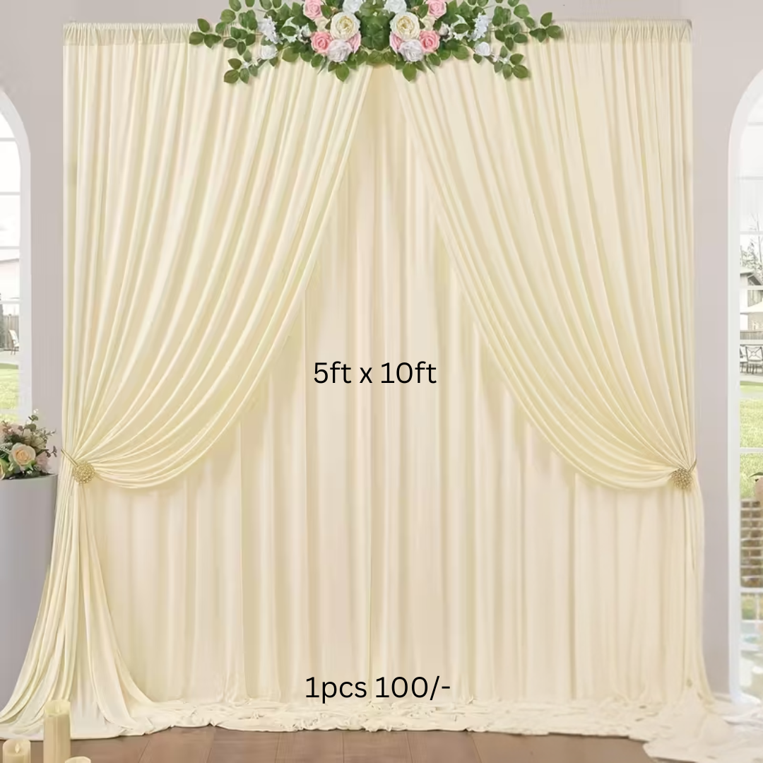 5ft x 10ft Champagne Backdrop Fabric Curtains for The Rent
