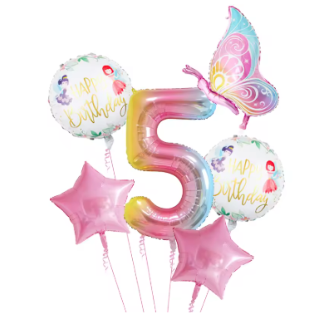 6pcs Number & Butterfly Balloons set