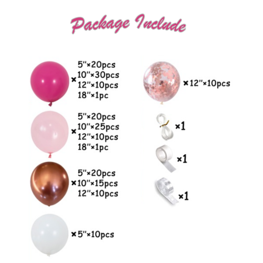185pcs Pink Balloons Garland Kit