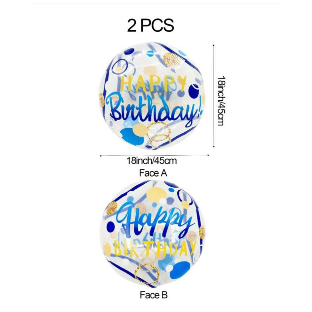 2pcs 18 Inch Happy Birthday Blue Decorative Balloon