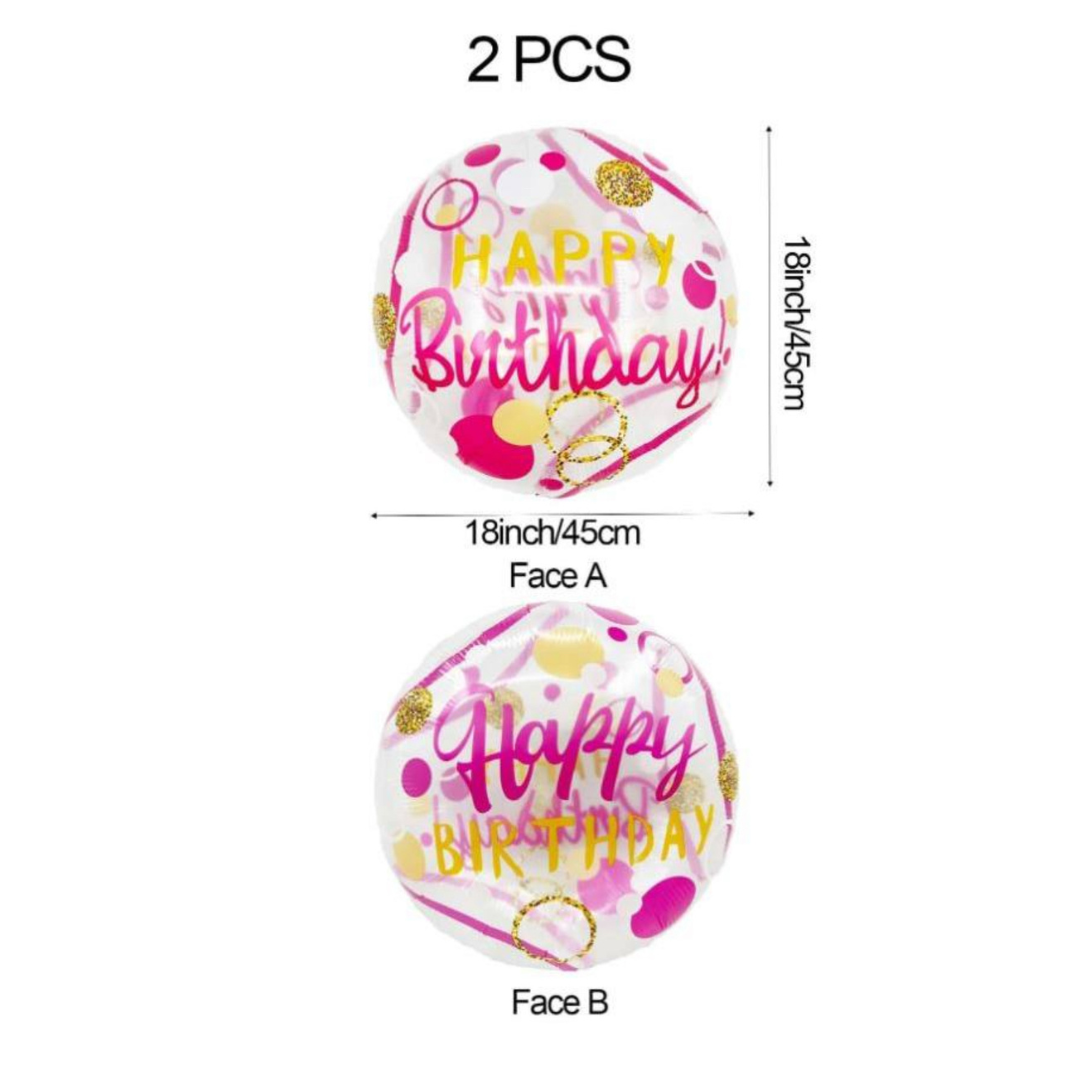 2pcs 18 Inch Happy Birthday Pink Decorative Balloon