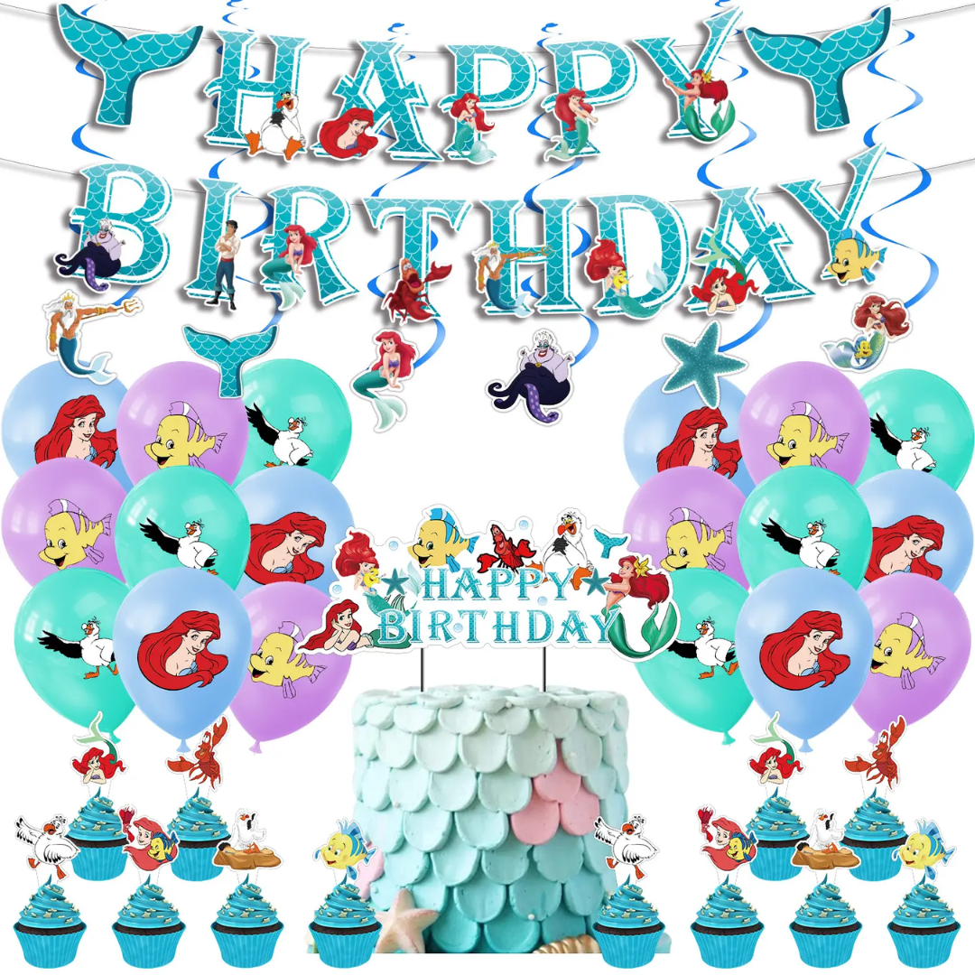 Disney 34PCS Mermaid Birthday Decorations