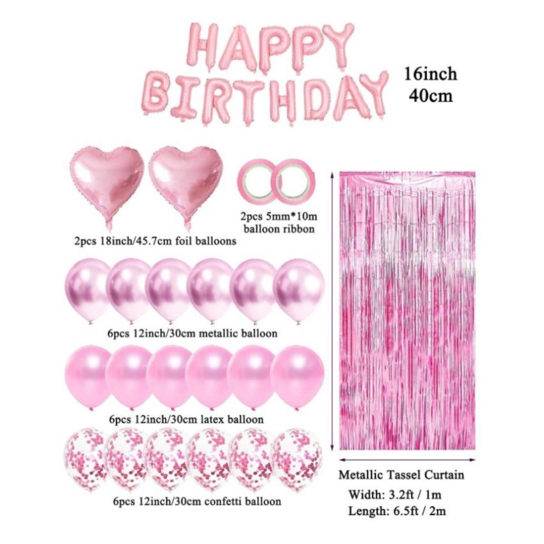 36pcs Pink Mixed Balloons Set