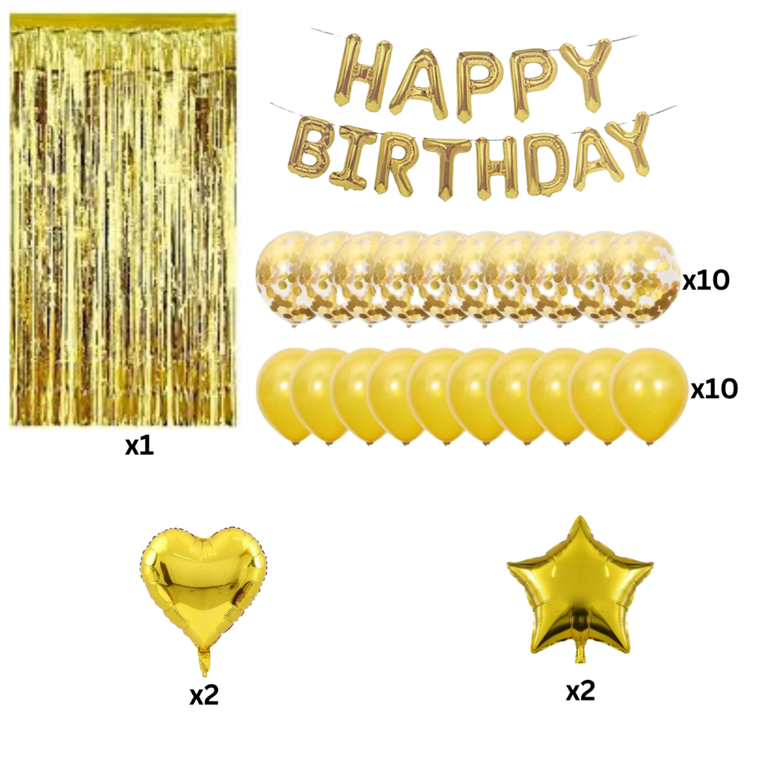 38pcs Gold Birthday Party Decorations Set