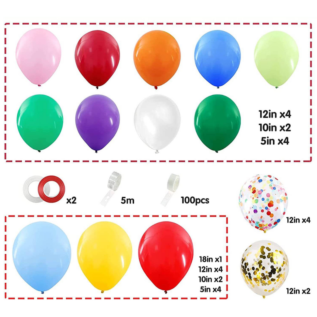 133pcs Rainbow Balloons Garland Kit