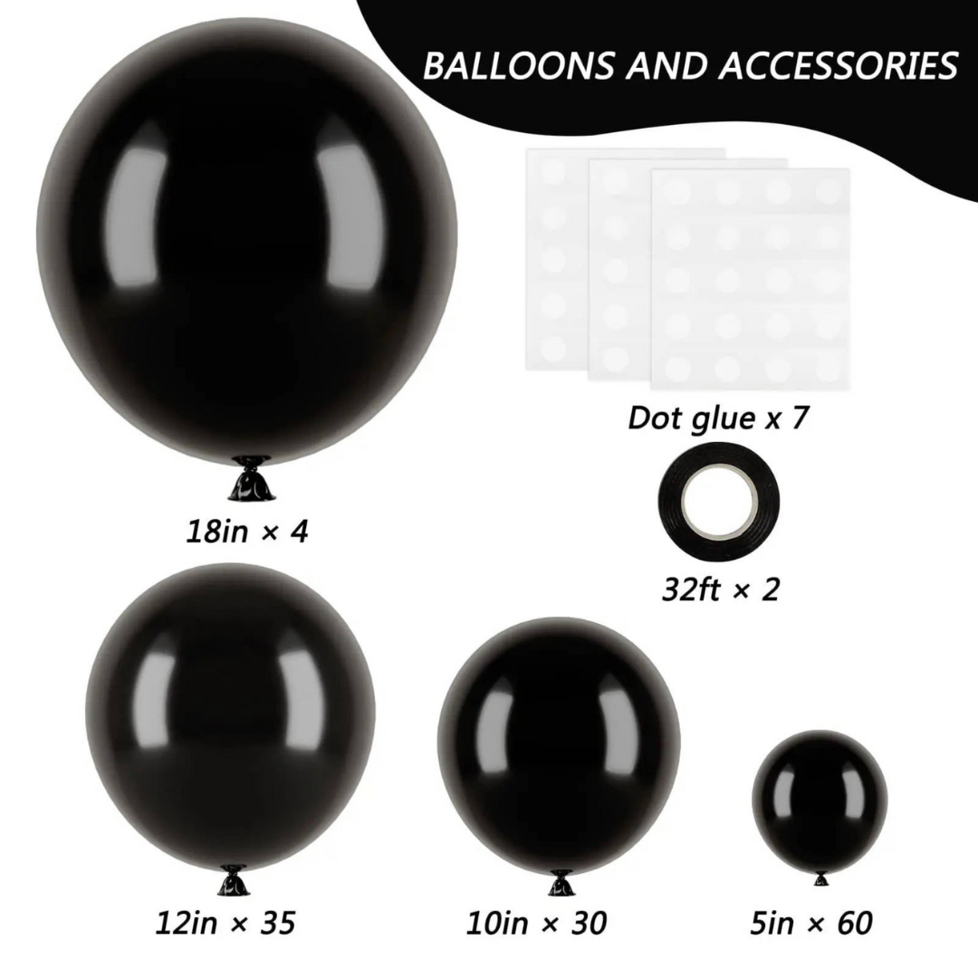 138pcs Black Balloon Garland Kit