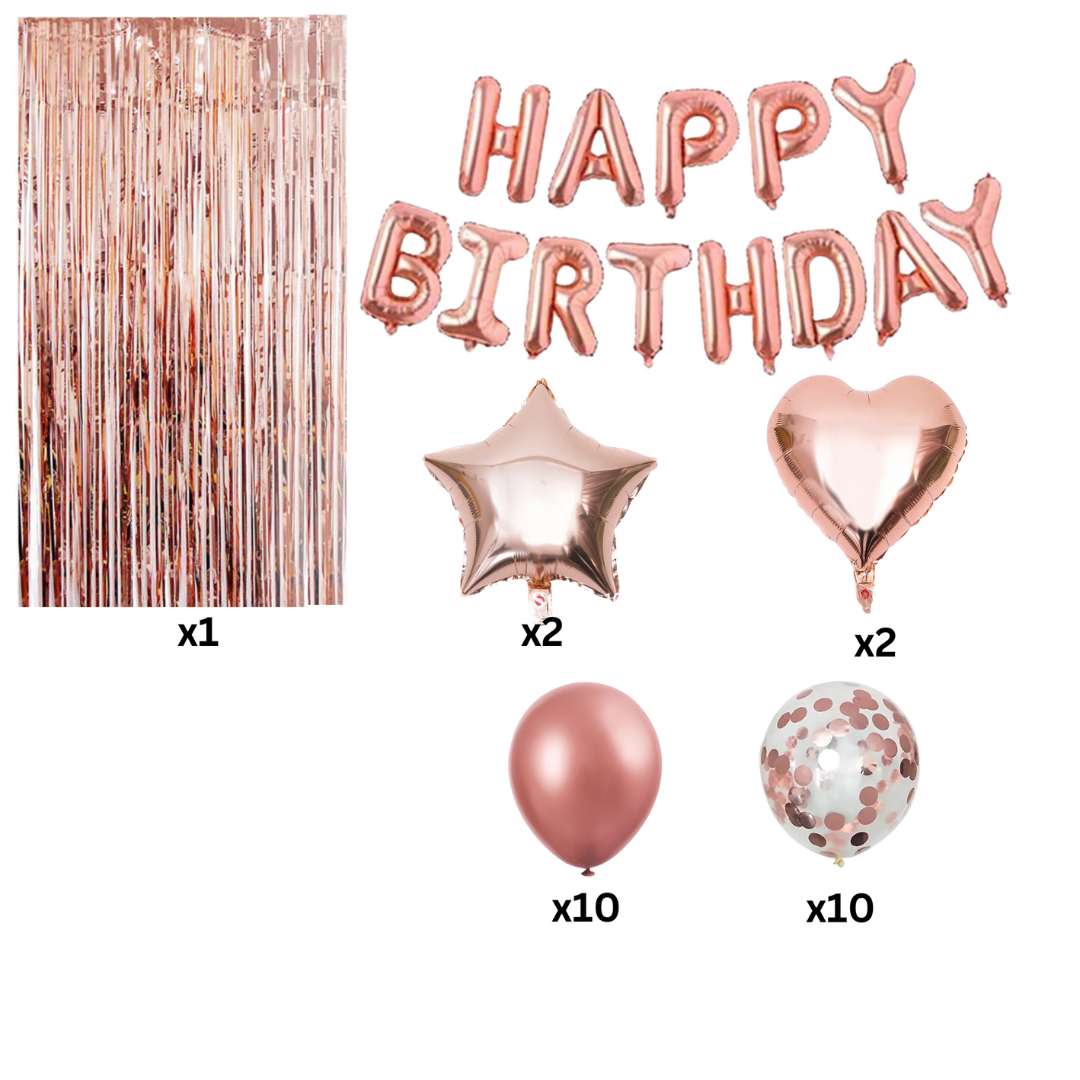 38pcs Rose Gold Birthday Party Decorations Set