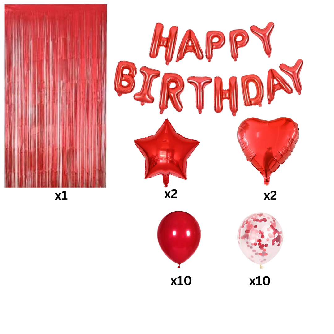 38pcs Red Birthday Party Decorations Set