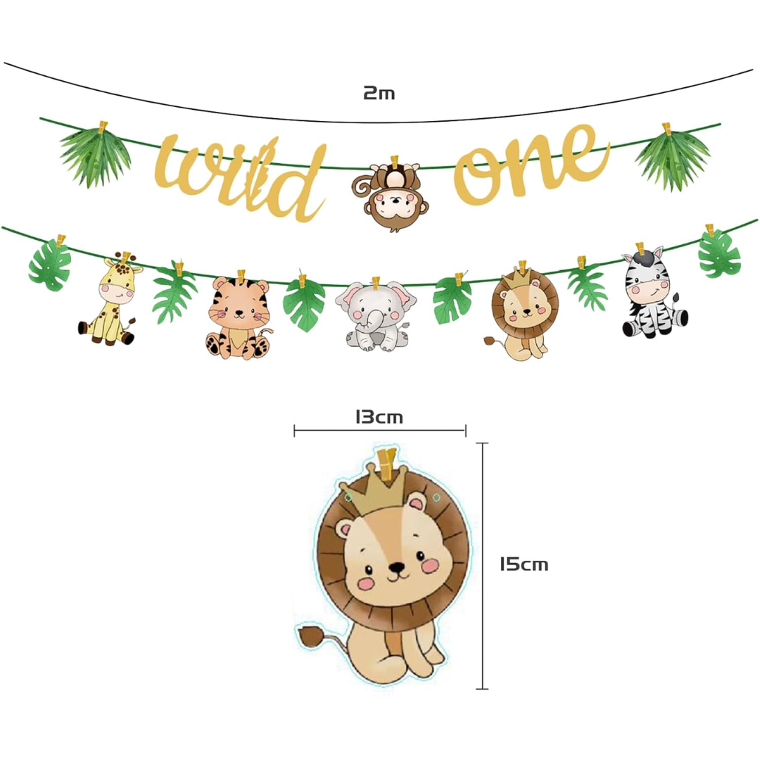 Jungle Animal Theme "Wild One" Paper Banner