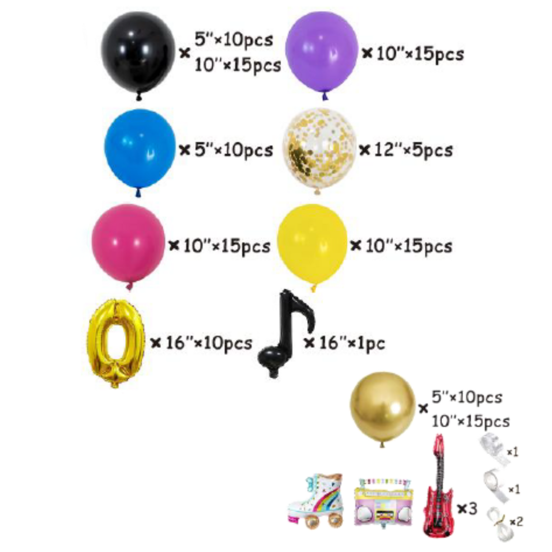 128pcs 90s Party Decoration Balloon Set