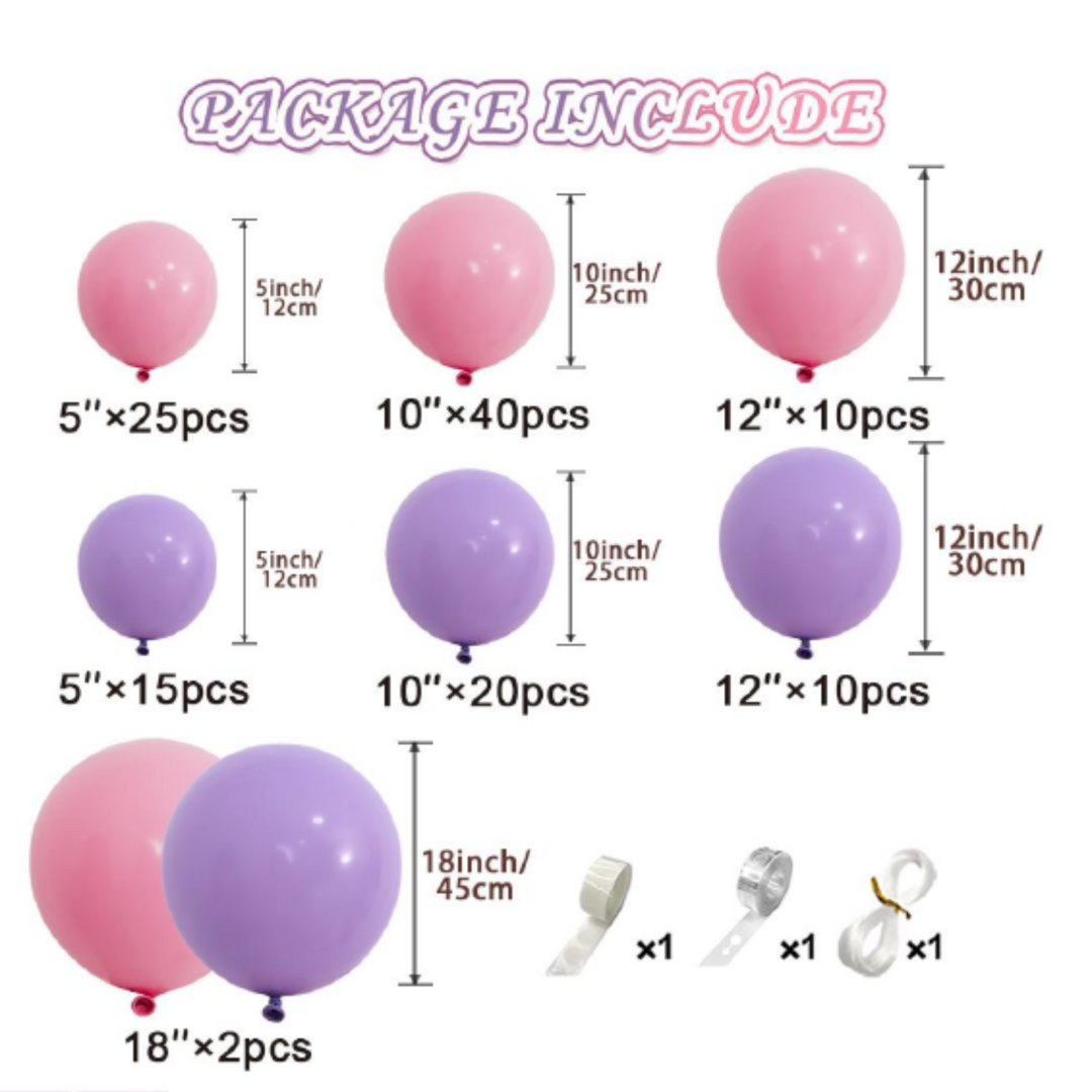 127pcs Pink Purple Balloon Garland Kit
