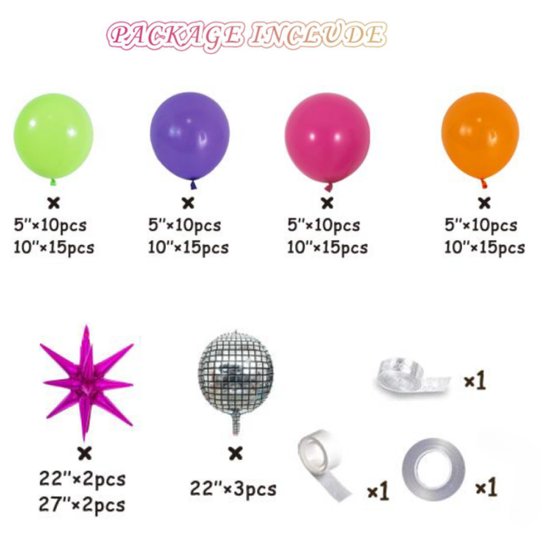 110pcs Disco Ball 90s 80s Theme Balloon Garland Kit
