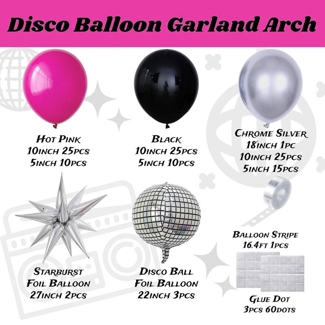 120pcs Hot pink Disco Ball Balloon Garland Kit