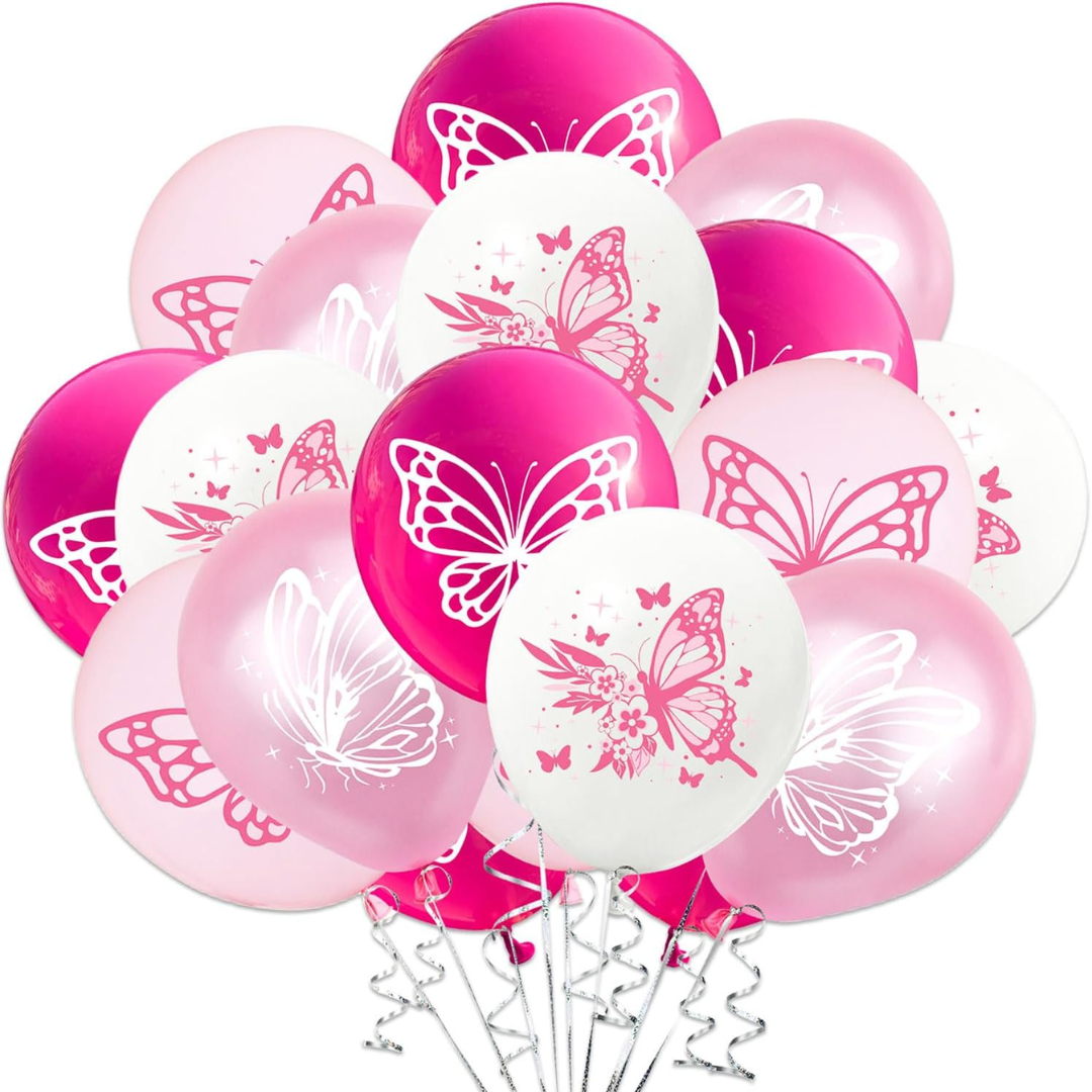 20pcs Pink Butterfly Balloons Set