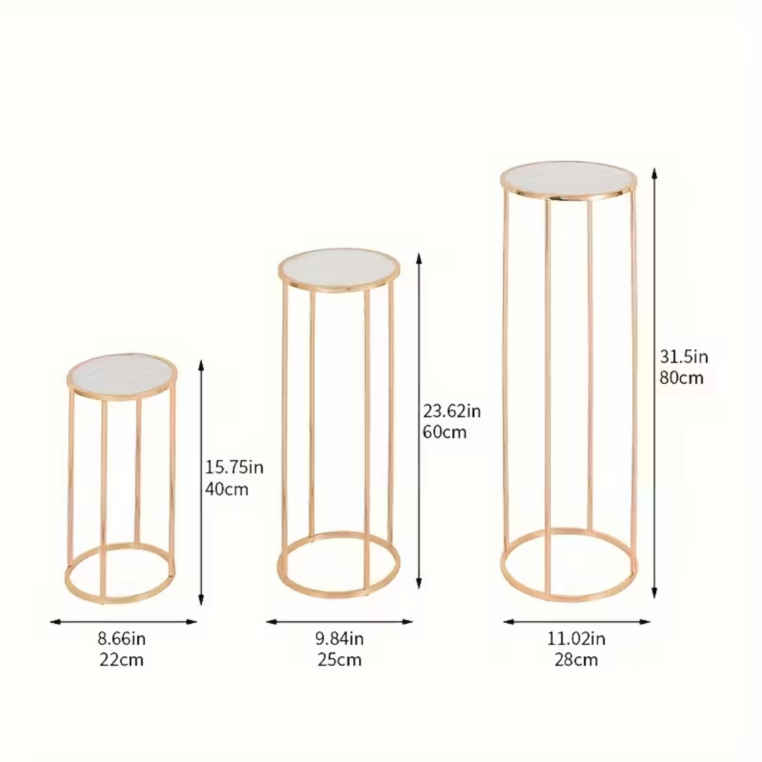 Gold Circle cuboid stand with acrylic cover for cake stand or flower stand wedding centerpiece decoration for Rent