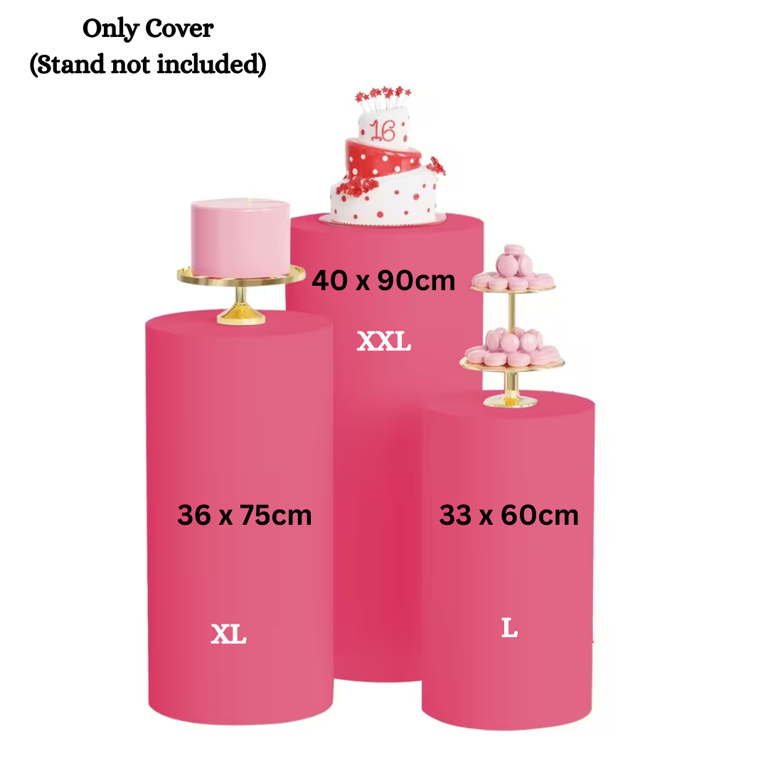 Rose Red Round Cylinder Cake Stand Cover for the Rent (Cylinder not included)