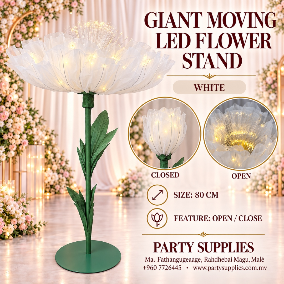 White Giant Moving Led Flower Stand for the Rent