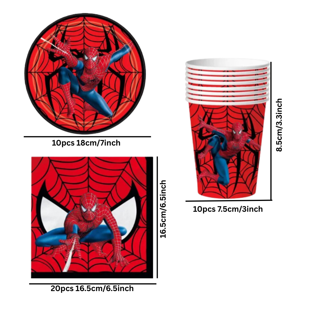 Spiderman Theme Dinnerware, Plates, Cups and Napkins