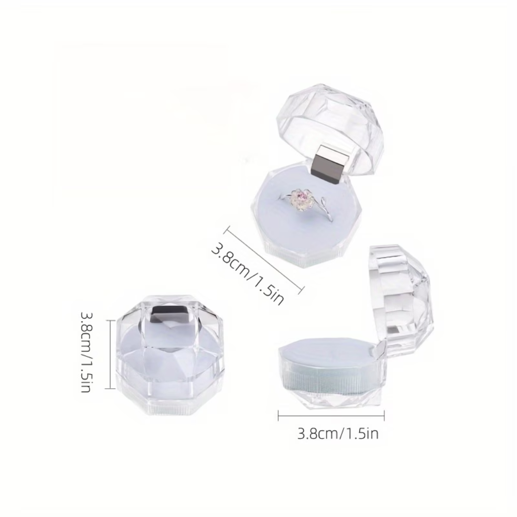 Transparent Octagonal Mini Storage Ring Box