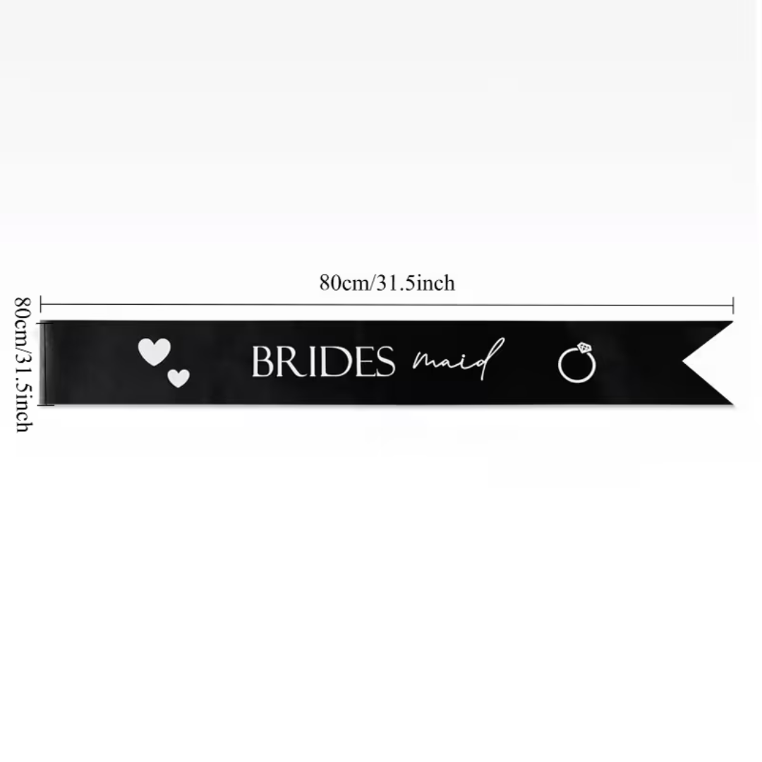 Black and White Bridesmaid Sash