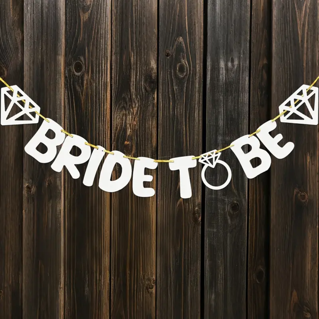 Bride to be Glitter Black & White Paper Banner