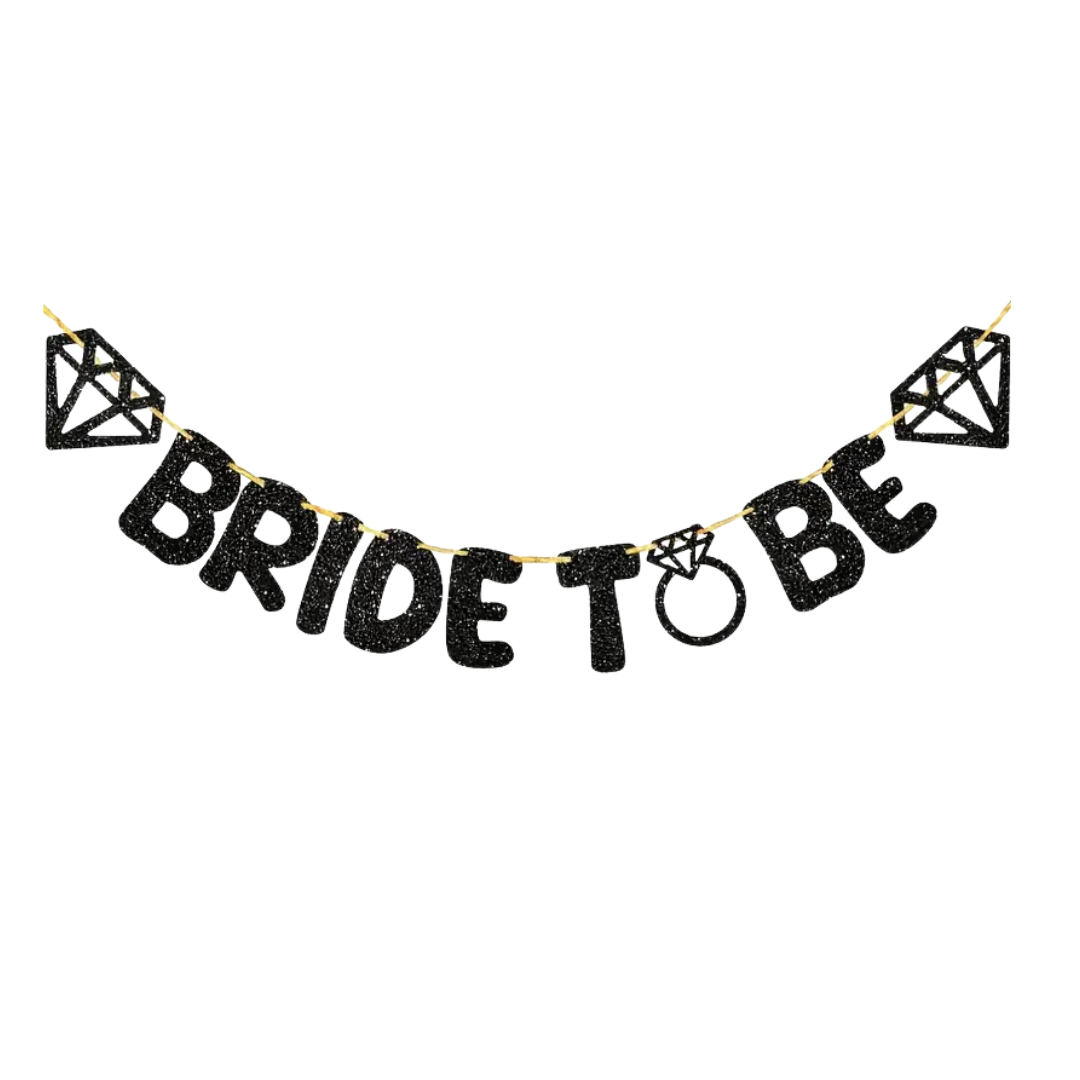 Bride to be Glitter Black & White Paper Banner