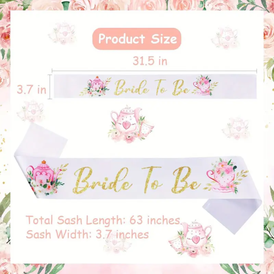 Pink & White Floral Design with Golden Letter Bride to be Sash