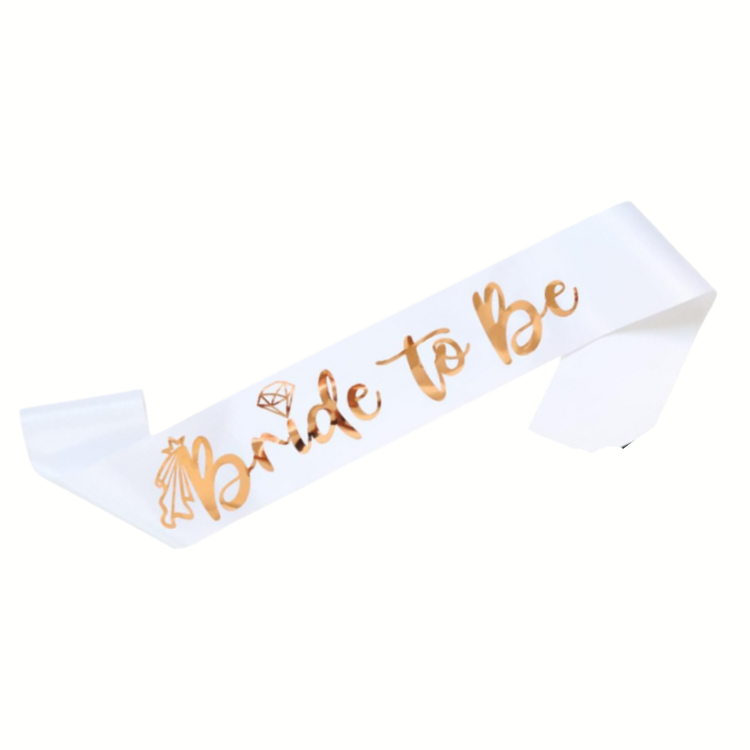 Rose Gold and White Bride To Be Sash