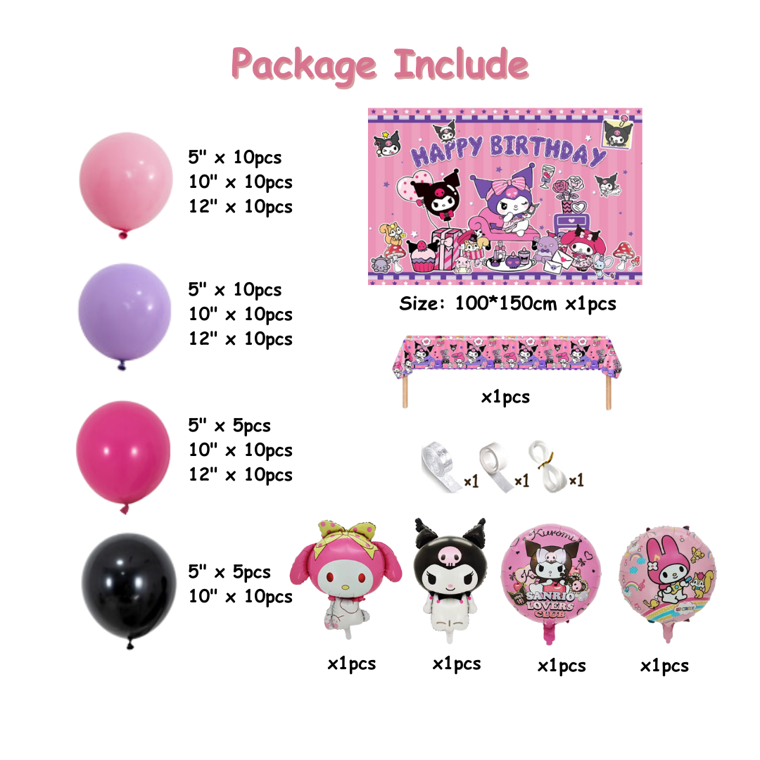 109pcs Pink Kuromi Balloons Garland Kit