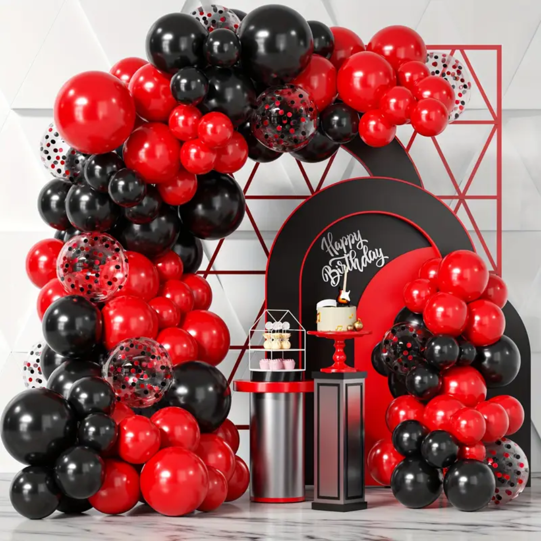 106pcs Red Black Balloons Garland Kit