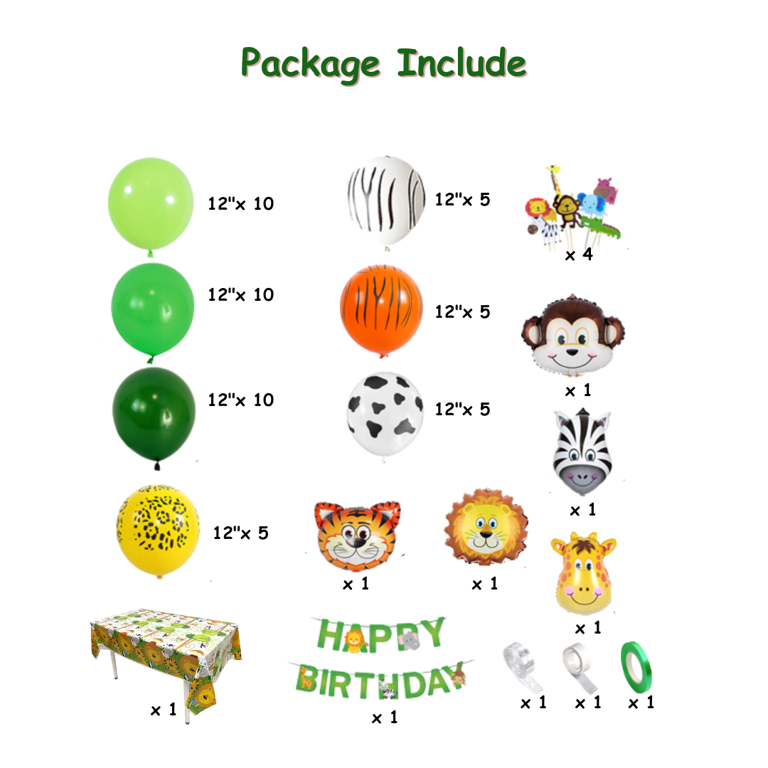 61pcs Safari Wild Jungle Animal Balloon set