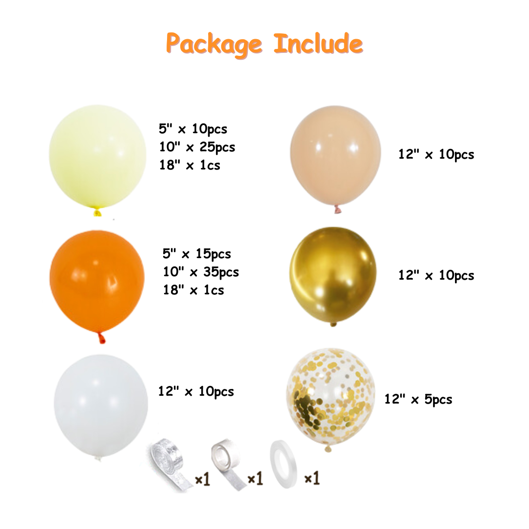 125pcs Orange Yellow Balloons Garland Kit