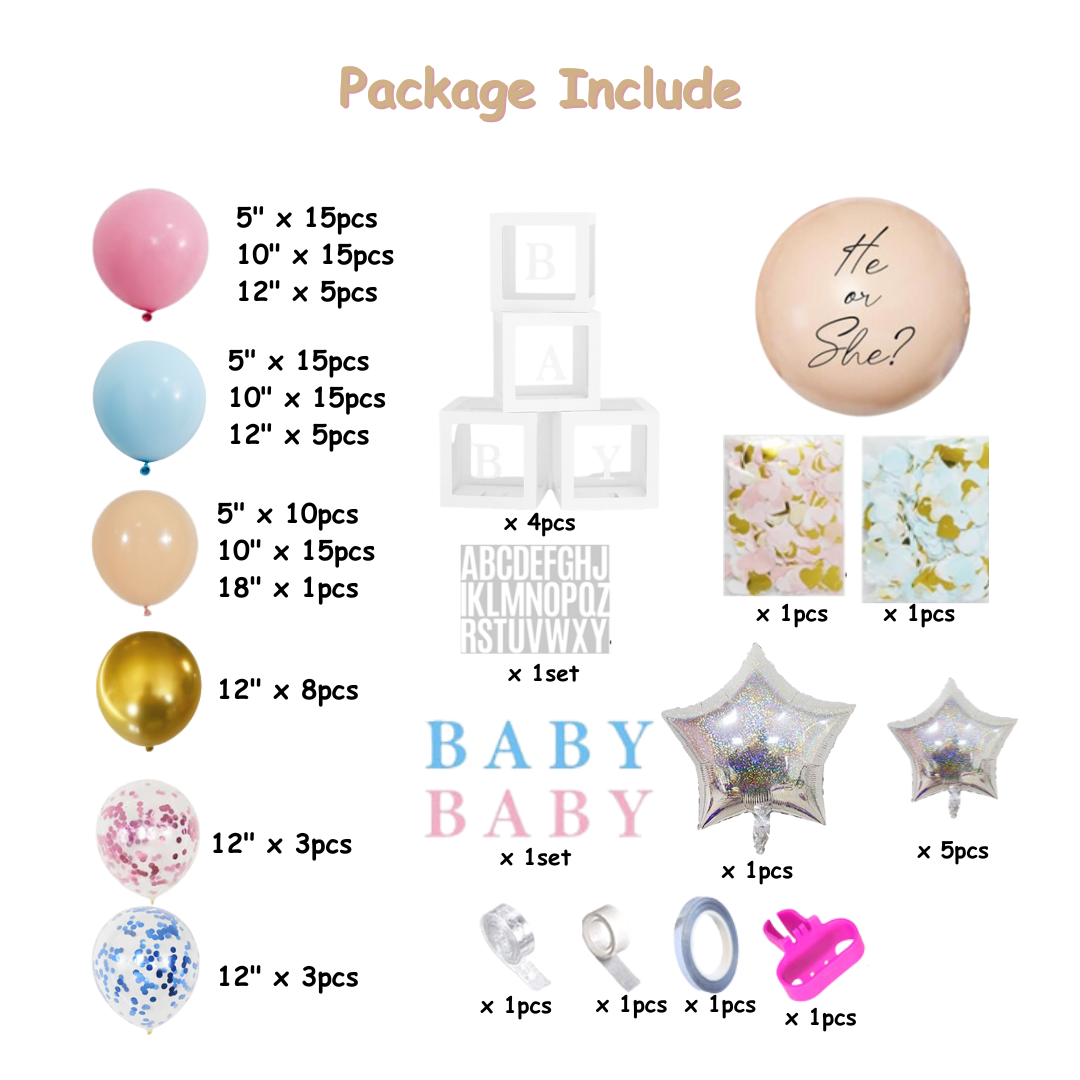 126pcs Pink and Blue Gender Reveal Party Balloon Decorations