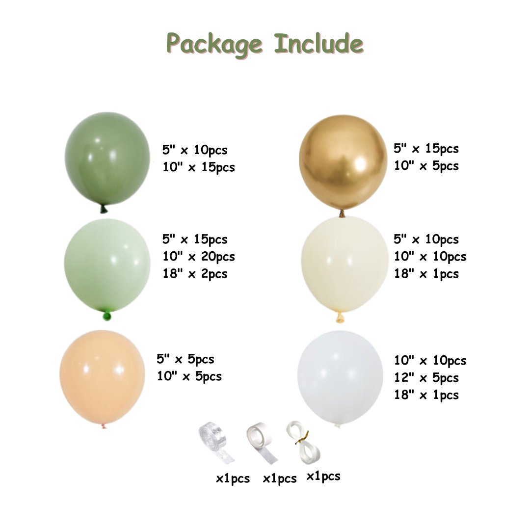 132pcs Sage Green Balloon Decorations Garland Kit