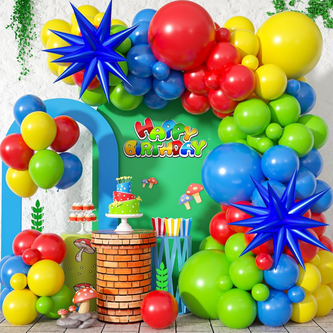 108pcs Red Blue Yellow Green Balloons Garland Kit