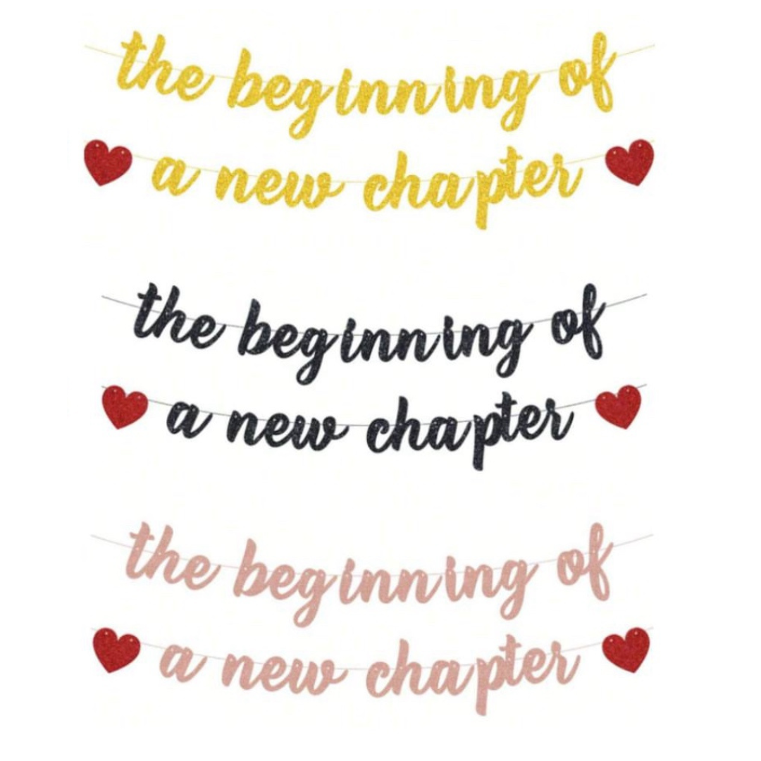 The Beginning Of A New Chapter DIY String Glitter Banner