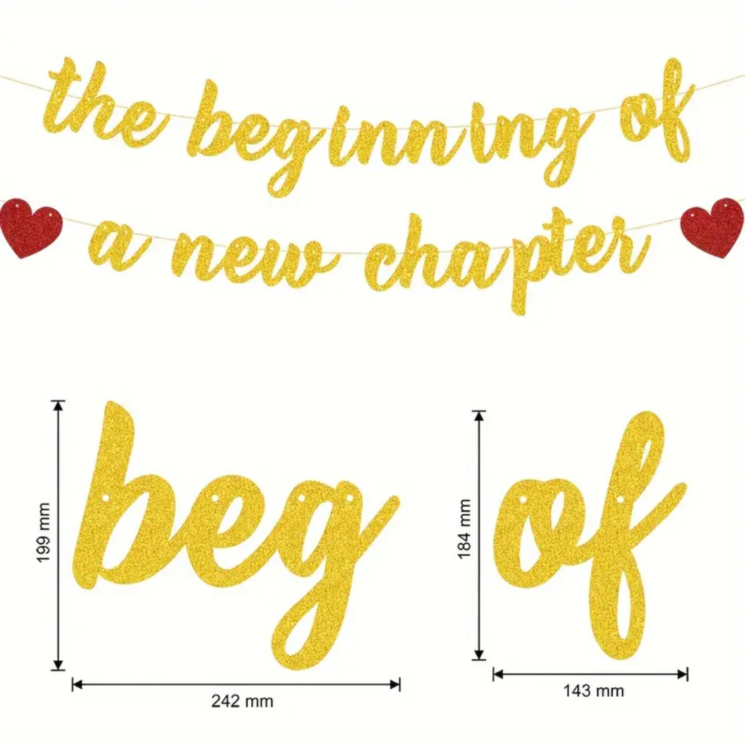 The Beginning Of A New Chapter DIY String Glitter Banner